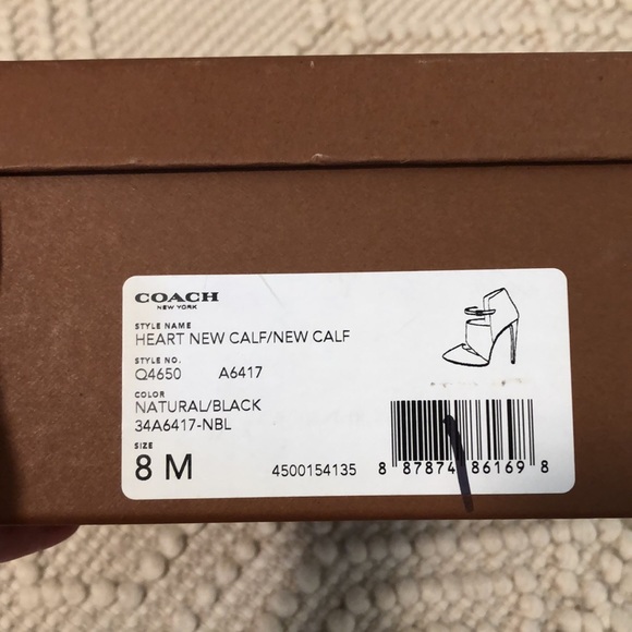 Coach “Heart” leather heels size 8 natural/black - Picture 9 of 15